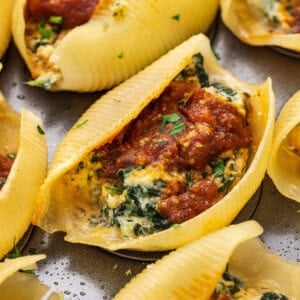 close up jumbo stuffed pasta shell