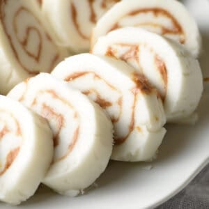 slices pieces of potato candy on plate