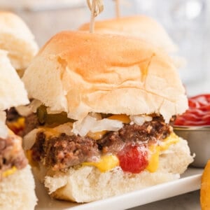 Copycat White Castle Sliders on a serving platter
