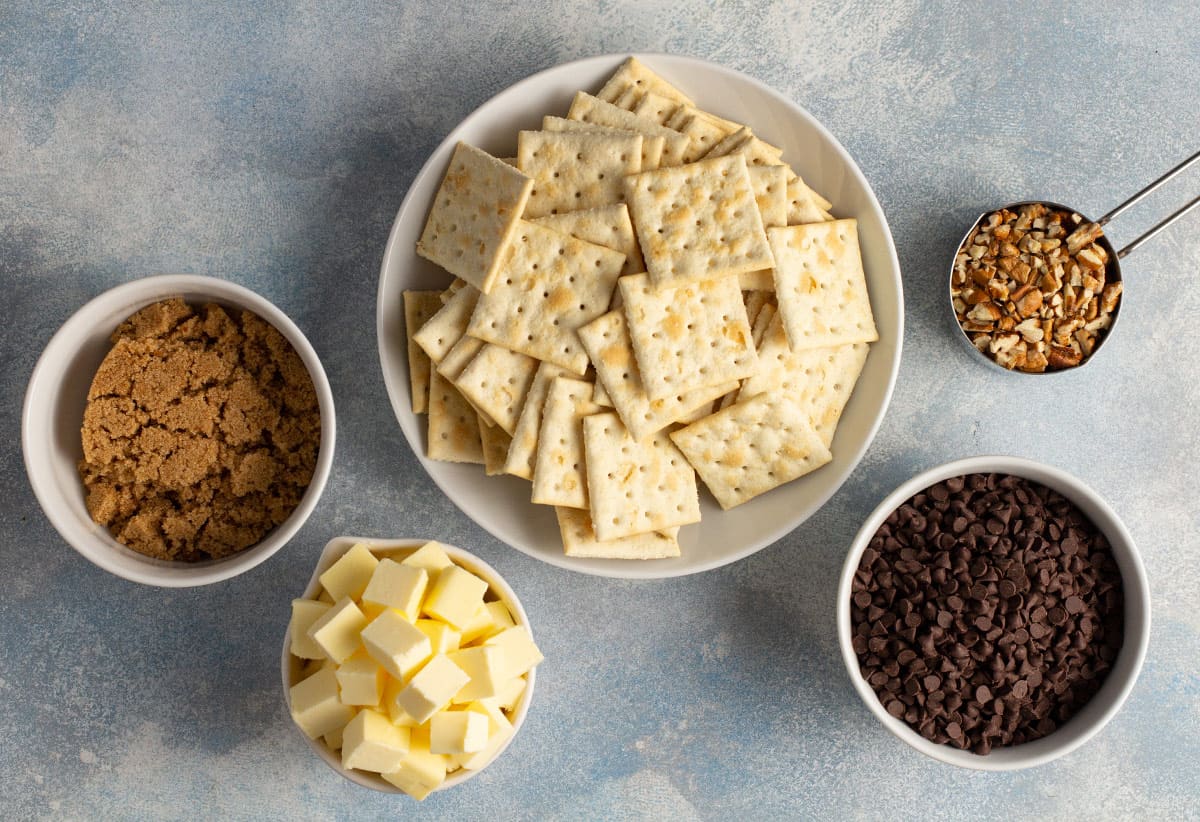 ingredients to make Saltine Cracker Toffee