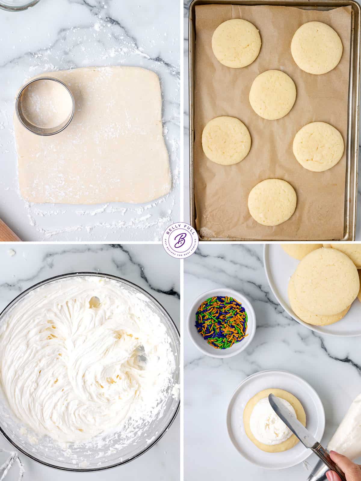 4 images how to make Mardi Gras cookies