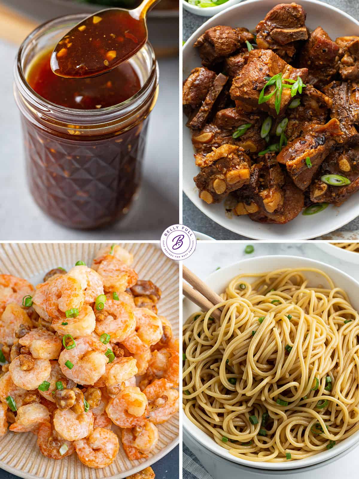 4 images of different Chinese food