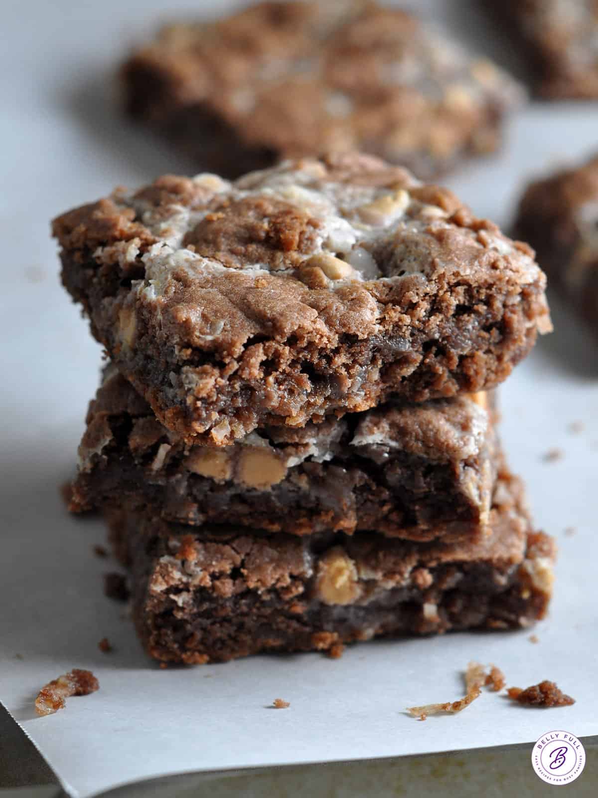 stack of 3 German Chocolate Gooey Bars