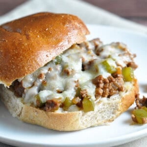 close up sloppy joes with melted cheese