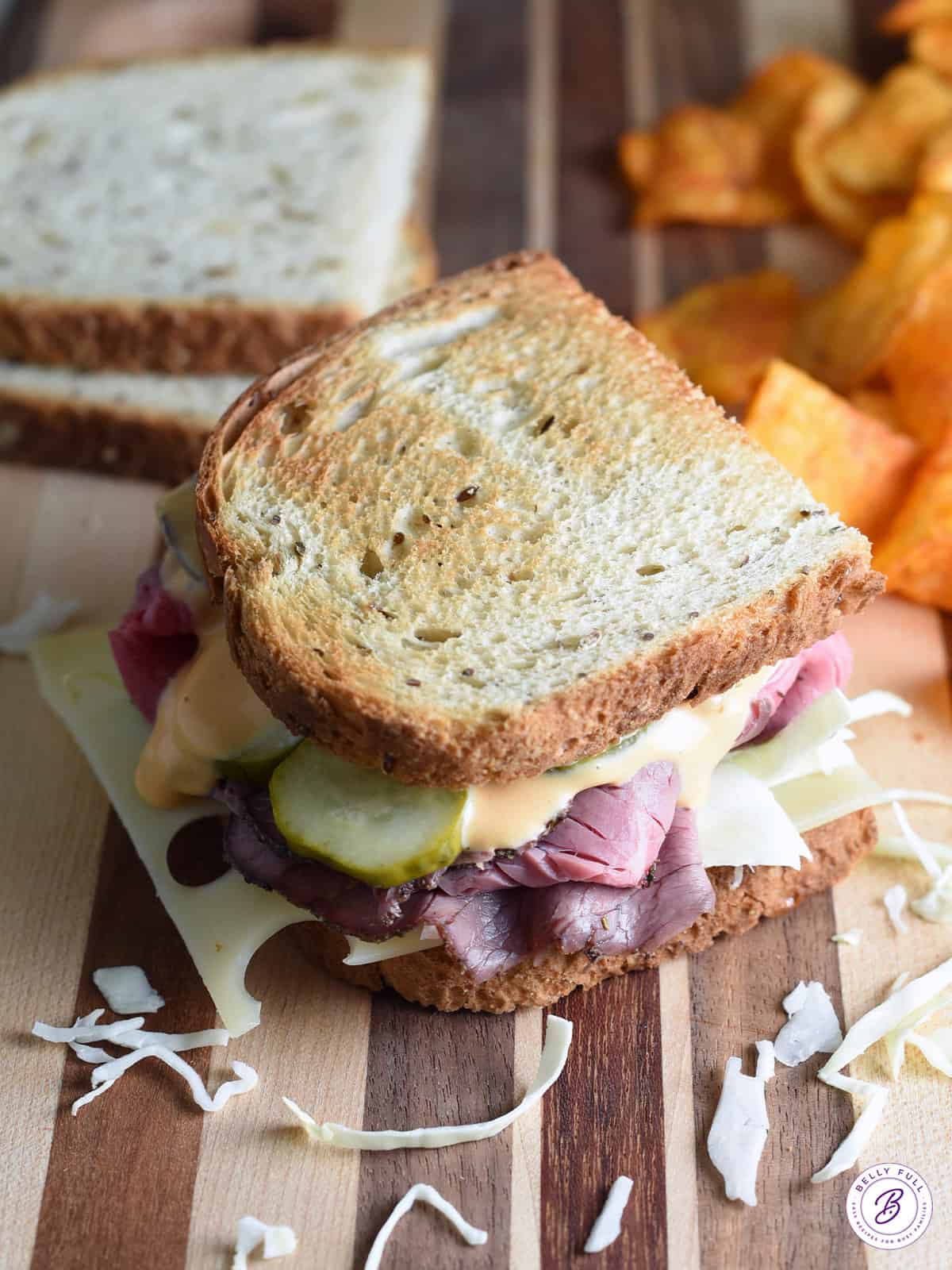 Roast Beef Style Sandwich on rye bread