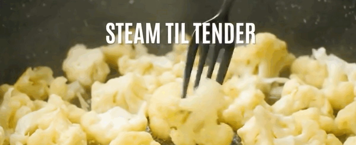 Steaming the cauliflower.