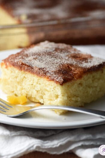 slice of coffee cake with mango pieces