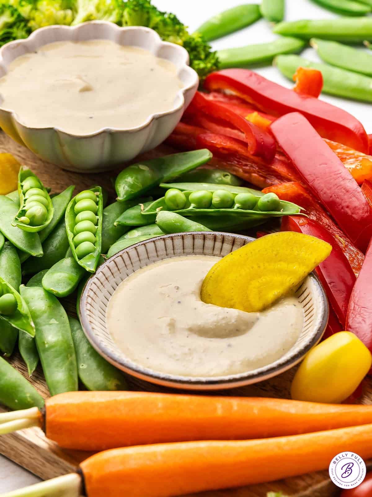 Tahini dressing on a veggie tray