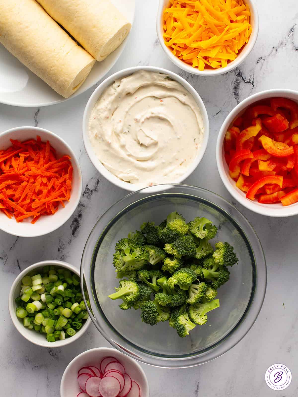 Ingredients for Pillsbury cream cheese veggie pizza