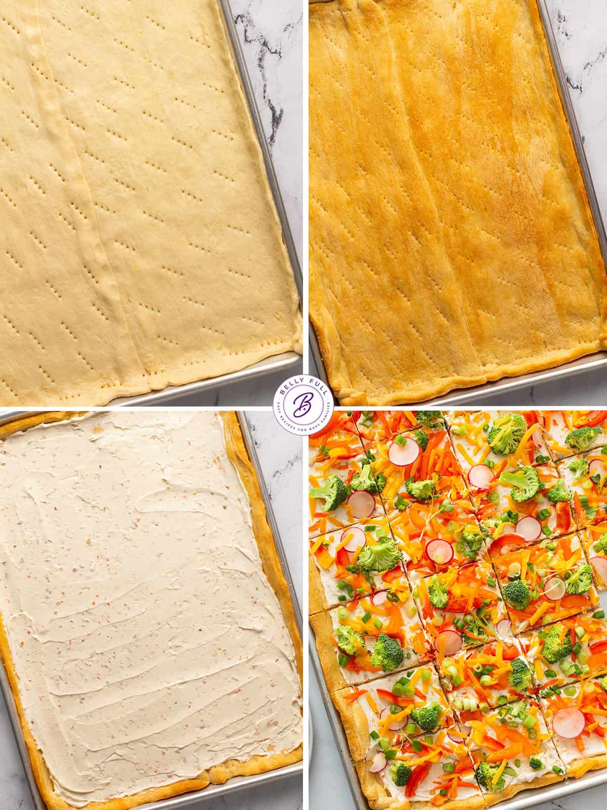 step by step how to make cold veggie pizza appetizer