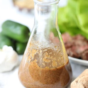 shaken up marinade in bottle