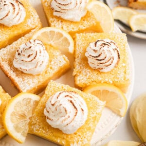 A plate of lemon meringue pie bars