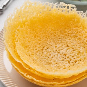 4 edible cheese bowls stacked