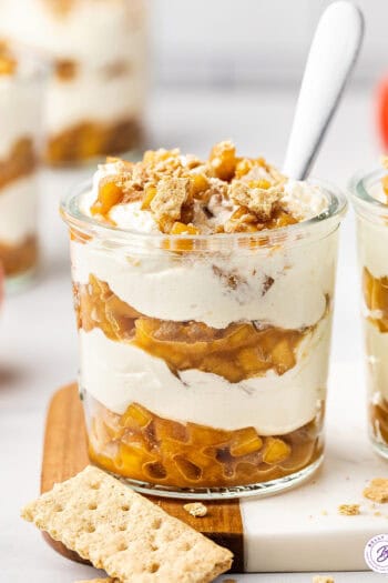 apple pie parfait with graham cracker crumb garnish