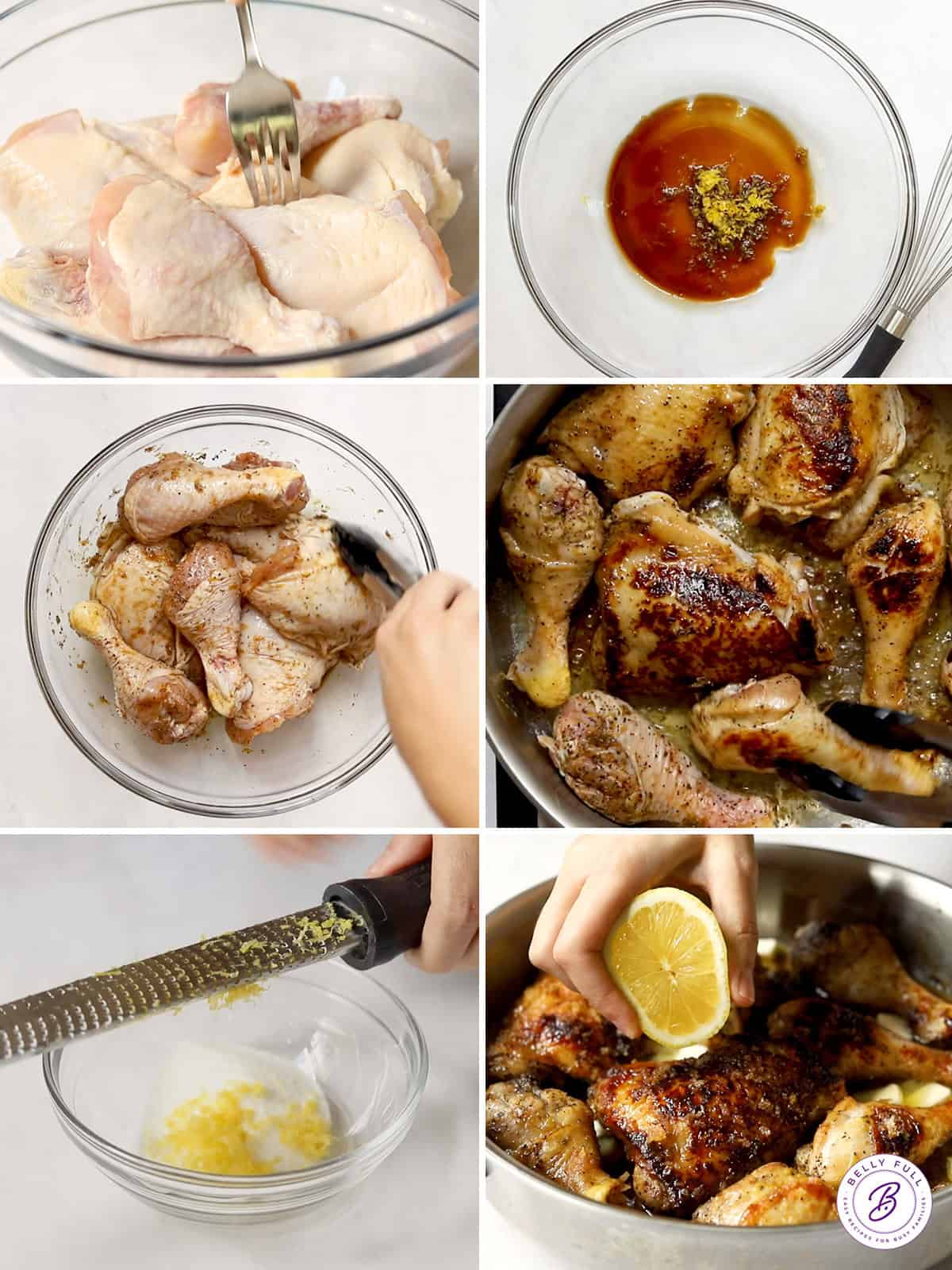 6 image step by step how to make Balsamic Lemon Chicken