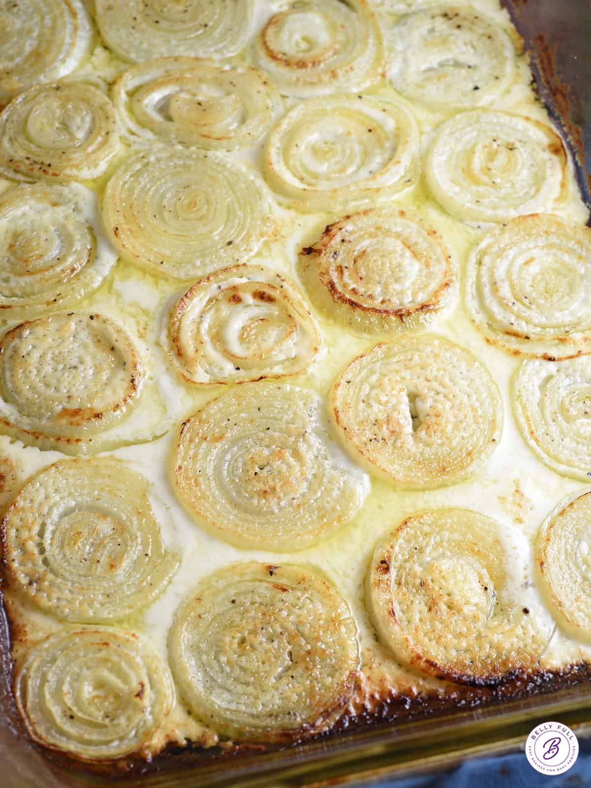 creamed onions in casserole dish