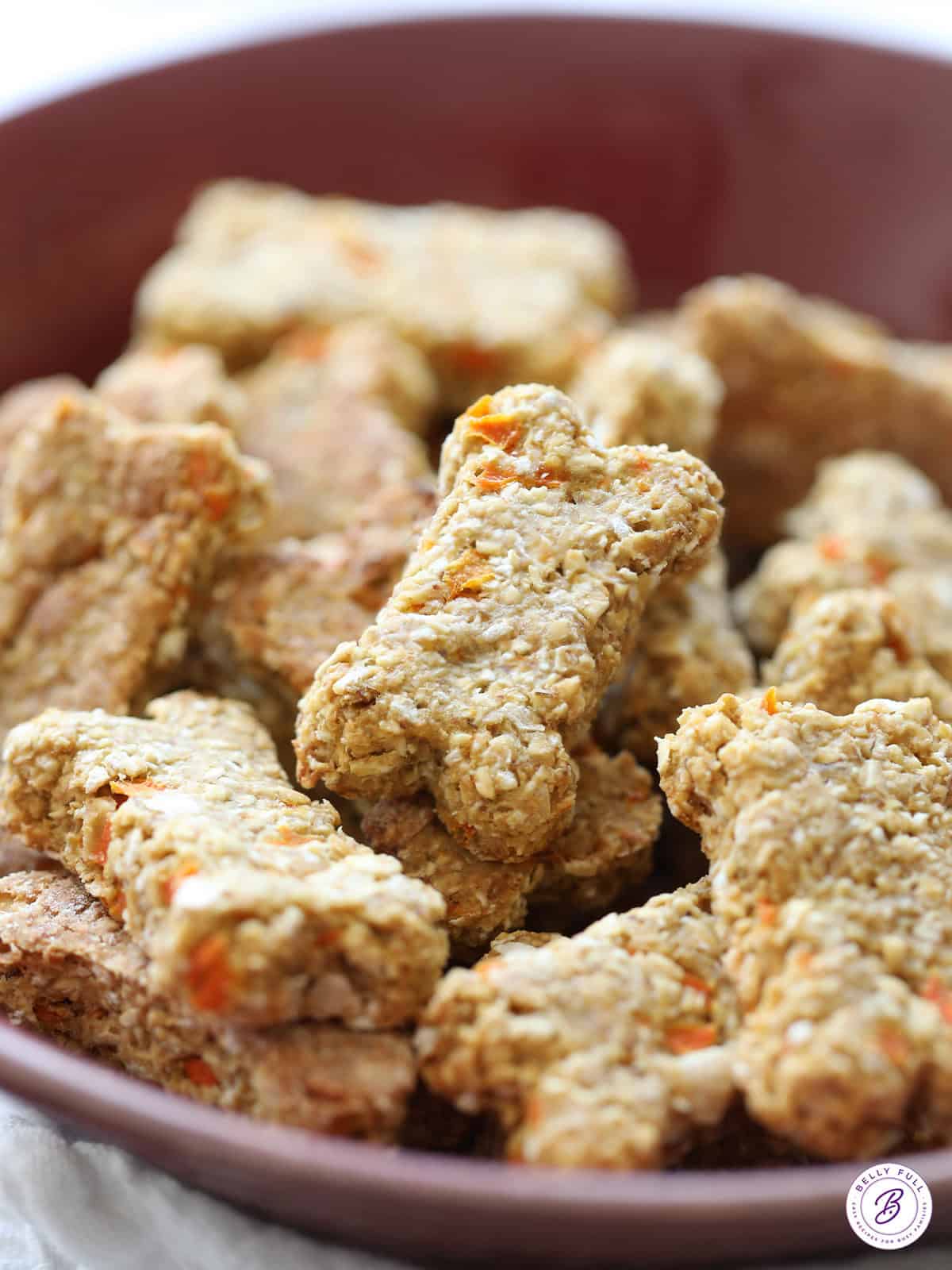 bowl of bone shaped homemade dog treats