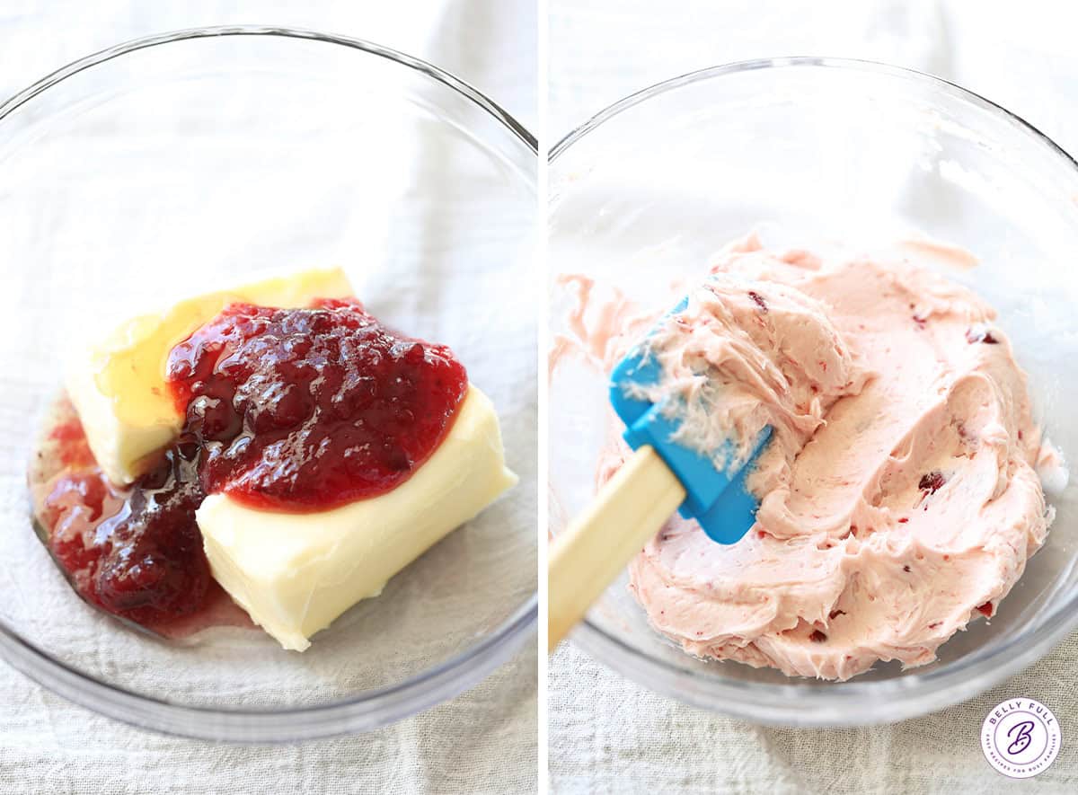 2 images how to make Cranberry Honey Butter