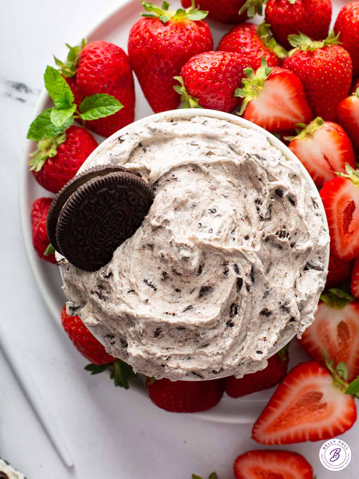 overhead oreo dip with oreo cookie