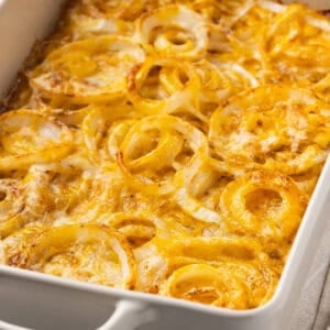 A casserole dish of Tennessee onions