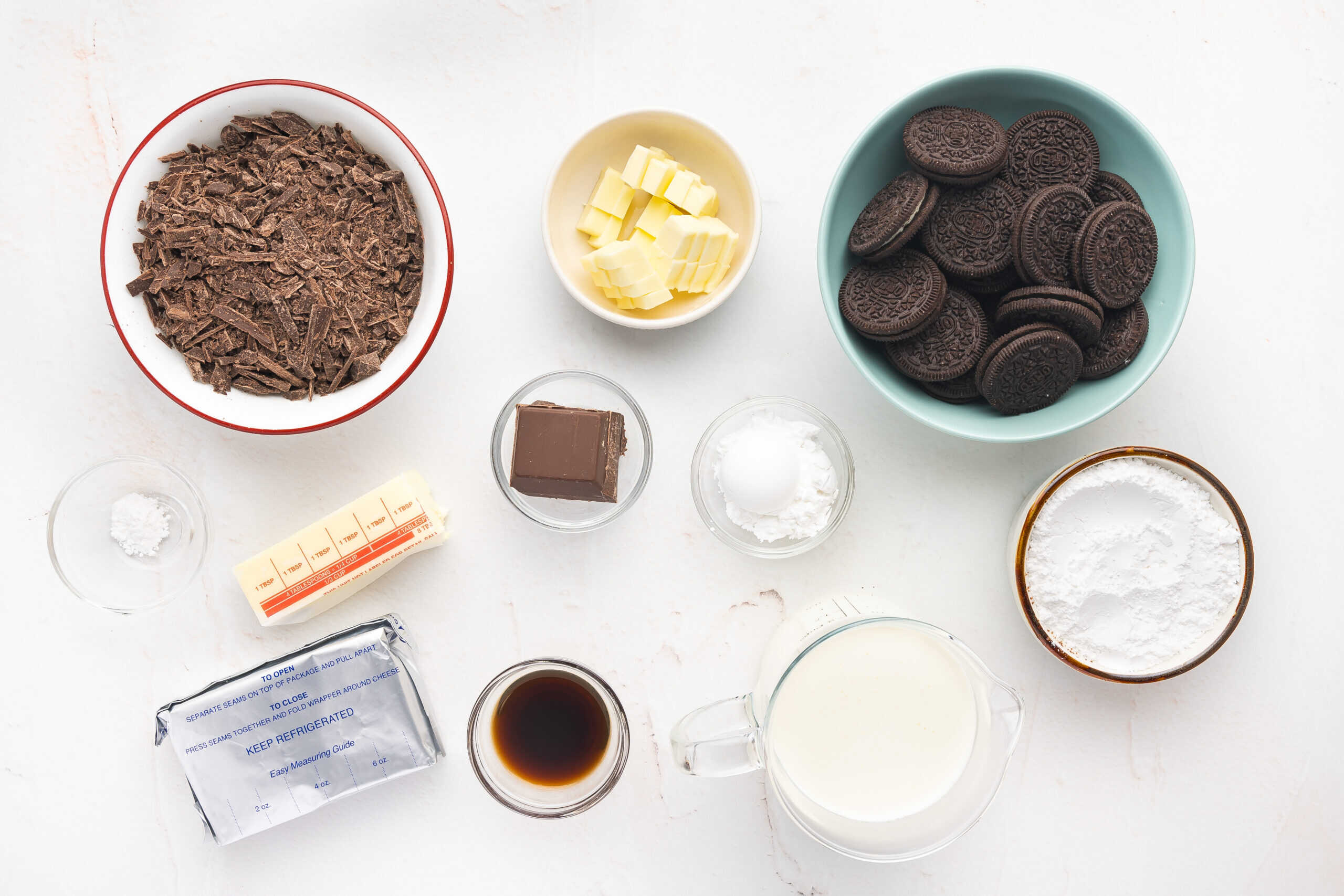 Ingredients for French silk pie recipe.