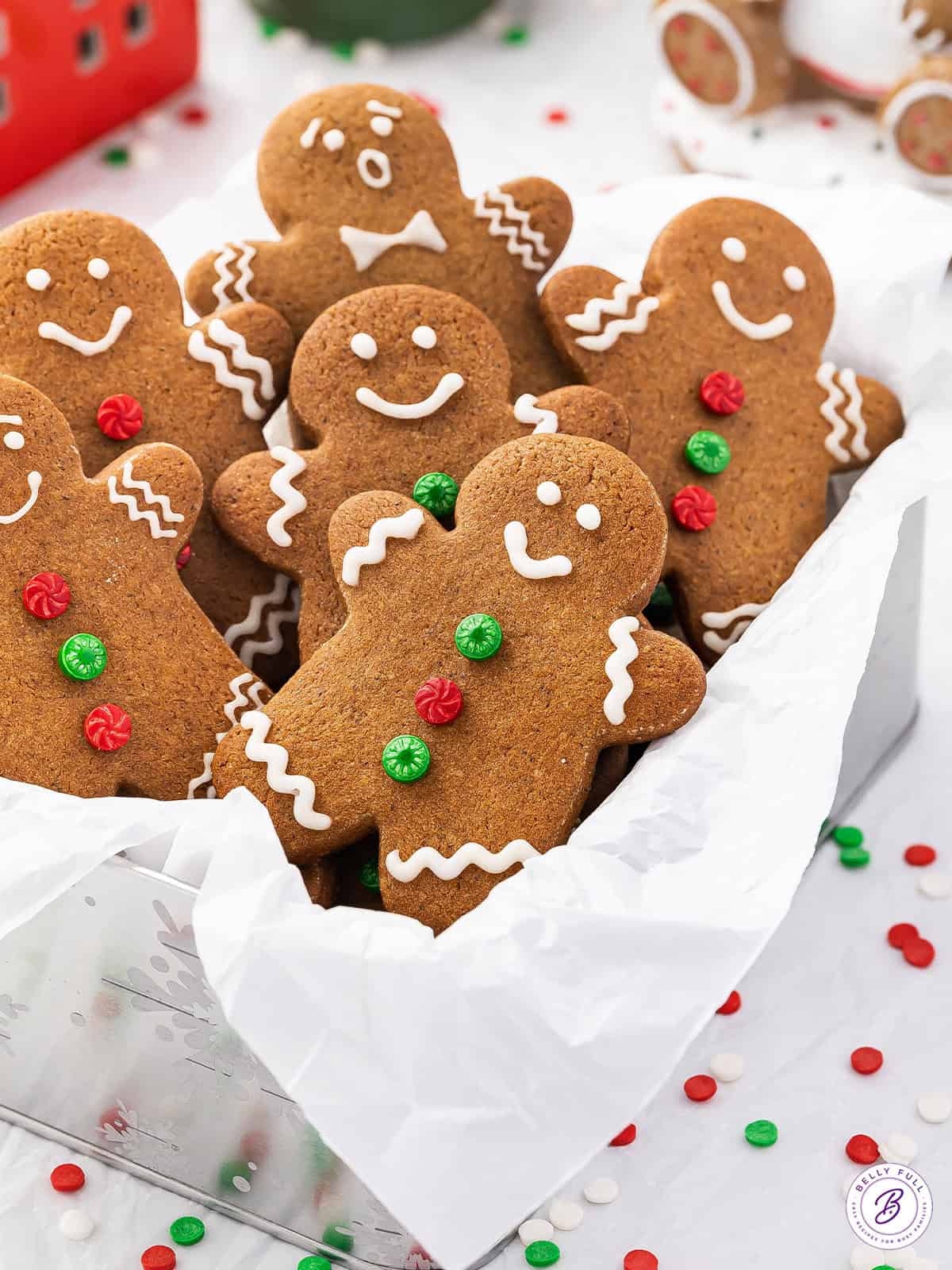 Gingerbread man cookies in a basket