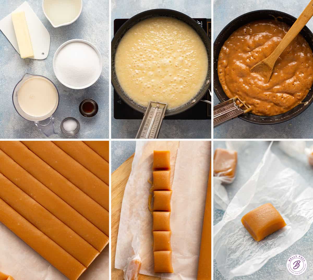 6 images step by step how to make caramels candy