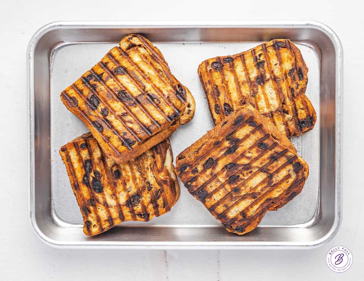 4 grilled cheese sandwiches on cinnamon-raisin bread