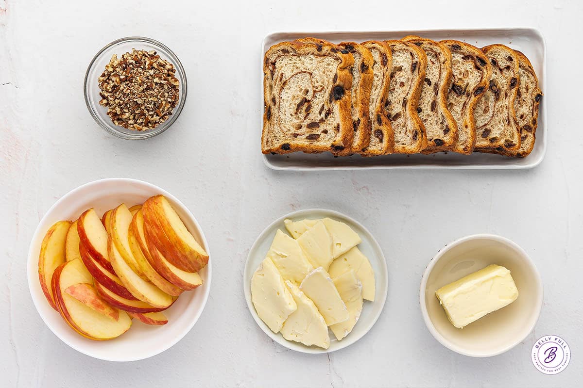 ingredients for Apple and Brie sandwich