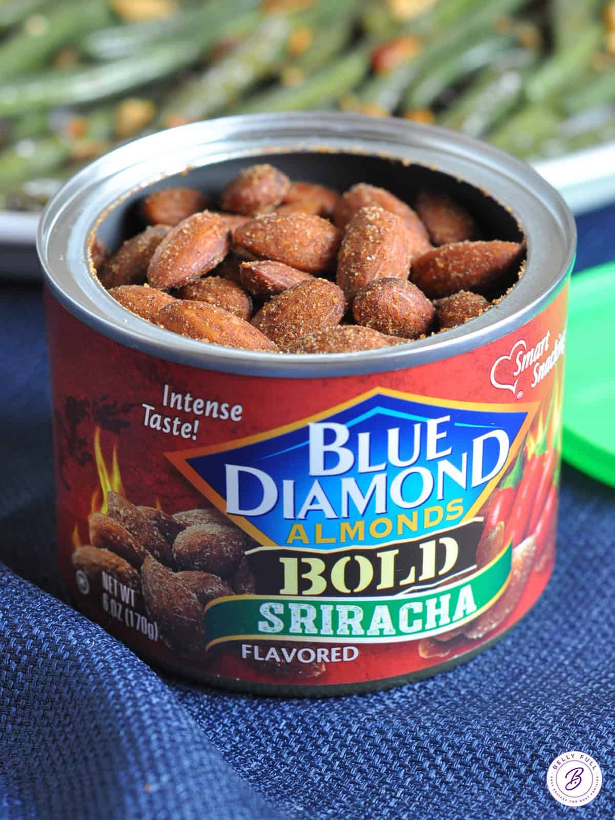 open container of Sriracha flavored almonds