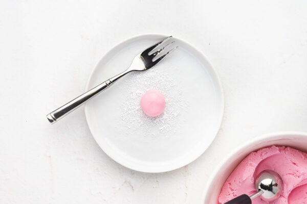 ball of cream cheese mint dough on plate