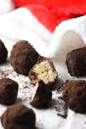 close up Lumps of Coal Rice Krispie Treats broken in half