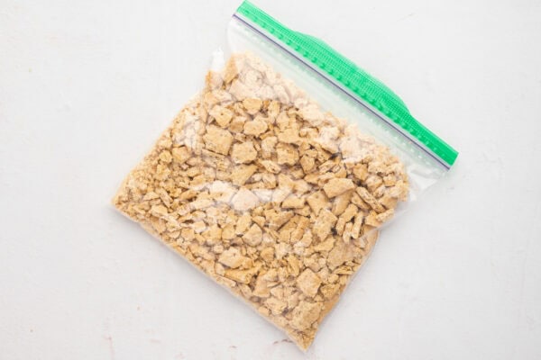 plastic bag of crushed up graham crackers