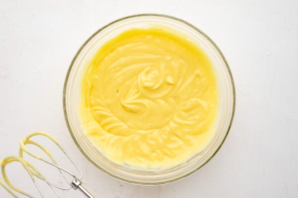 whipped thick vanilla pudding in bowl