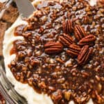 Close up of a dish of pecan pie dip