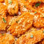 Close up of parmesan smashed carrots