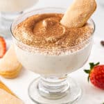 Tiramisu Dip in dessert cup with ladyfinger cookie on top