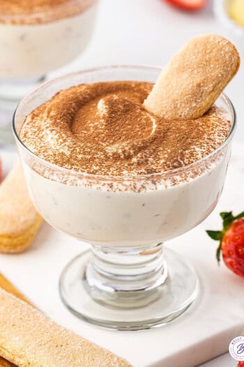 Tiramisu Dip in dessert cup with ladyfinger cookie on top