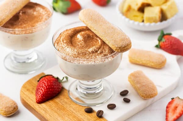 Tiramisu Dip in dessert cup with ladyfinger cookie on top