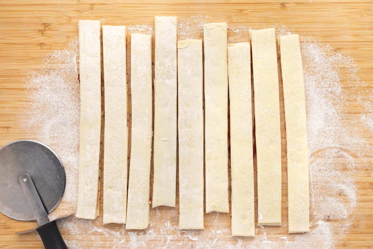 Puff pastry cut into strips