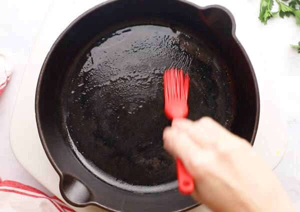 basting brush buttery cast iron skillet