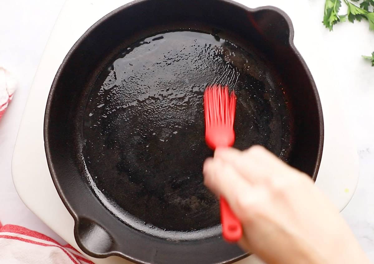 basting brush buttery cast iron skillet