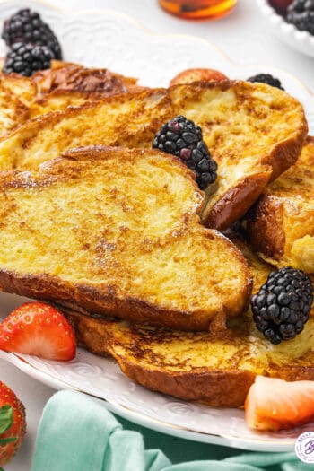 Challah French Toast on plate with berries