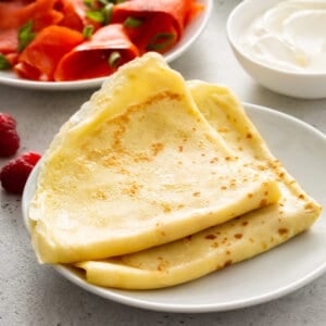 folded crepes on plate
