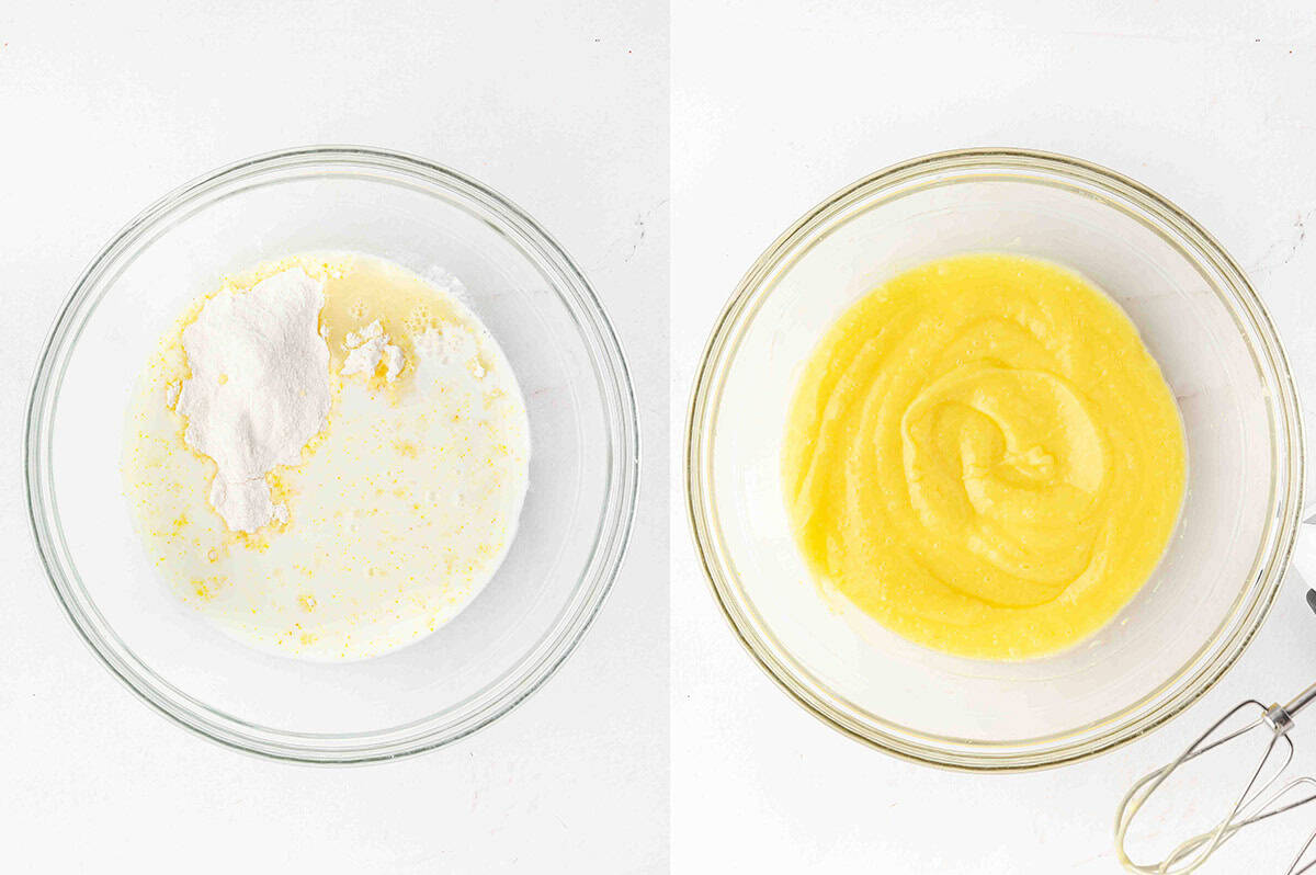 Vanilla pudding mixed with pineapple
