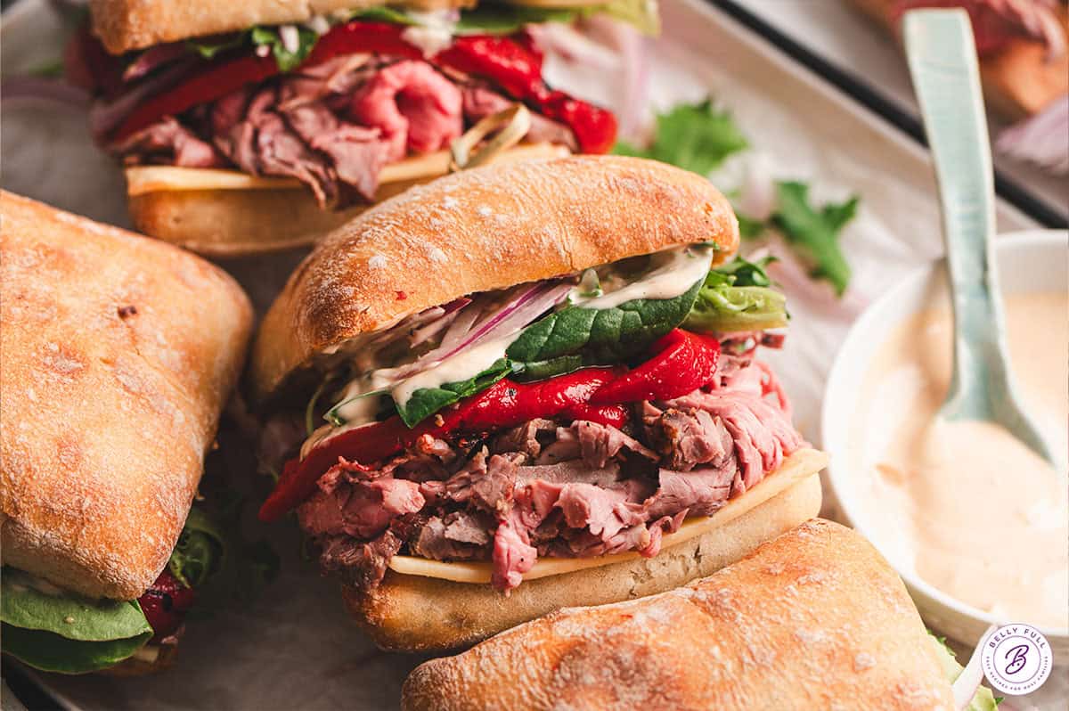 Overhead view of El Matador sandwiches