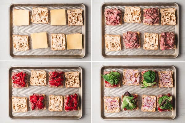 Layering the toppings on the El Matador sandwich