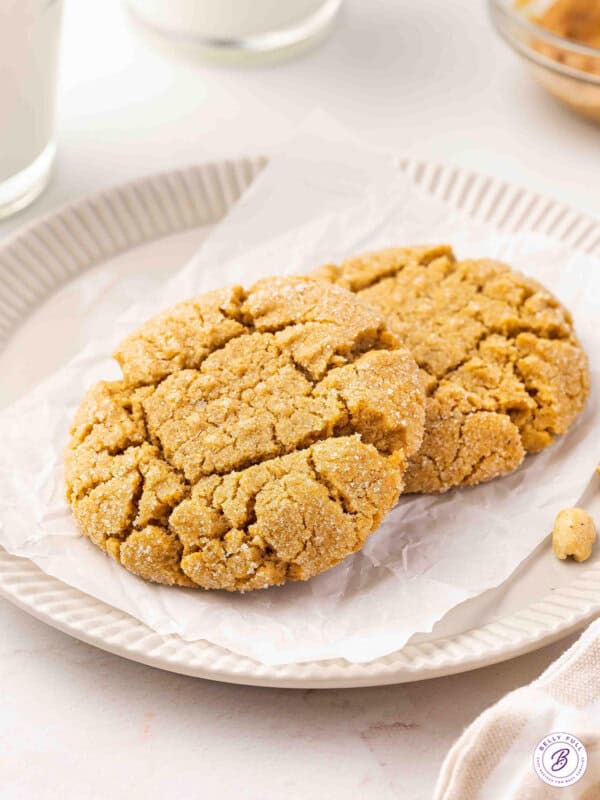 Peanut butter cookies for 2 on a white plate