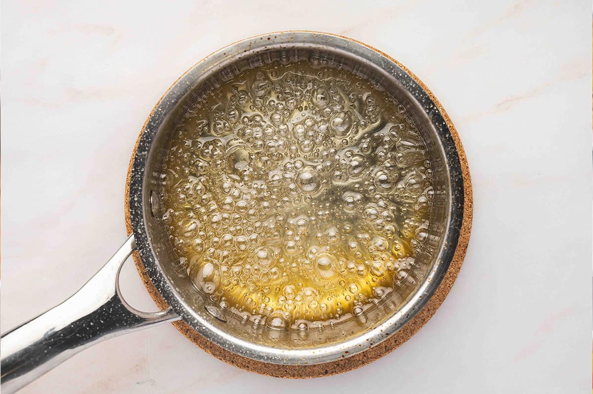 Melted sugar and water boiling