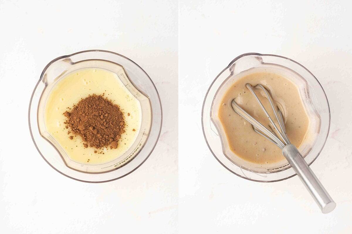 Sweetened condensed milk with cocoa powder